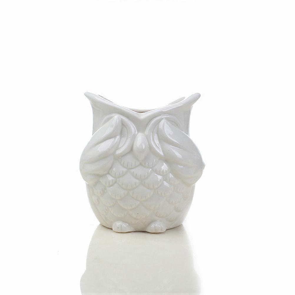 Owl Design Ceramic Planter Container Suitable For Office Ornament With Fine Craftsmanship 1Pack