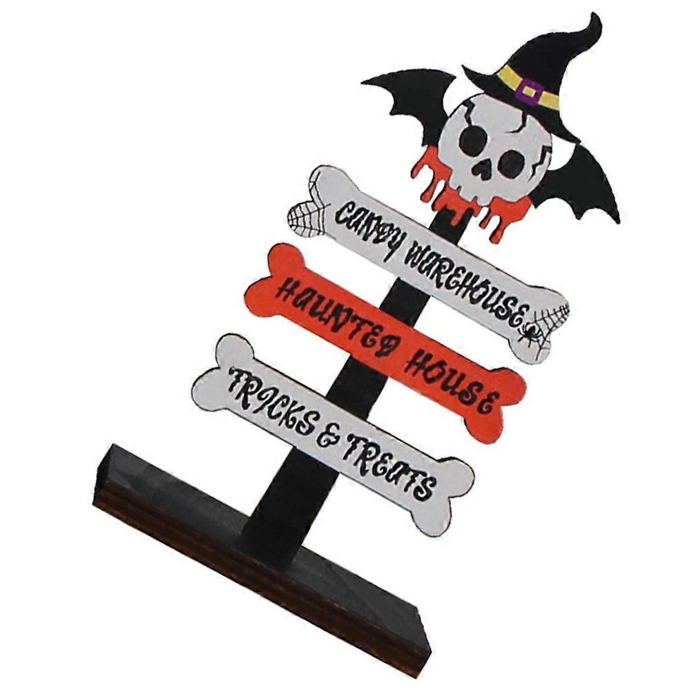 Wood Table Ornament for Halloween Decor 2Pcs Assorted