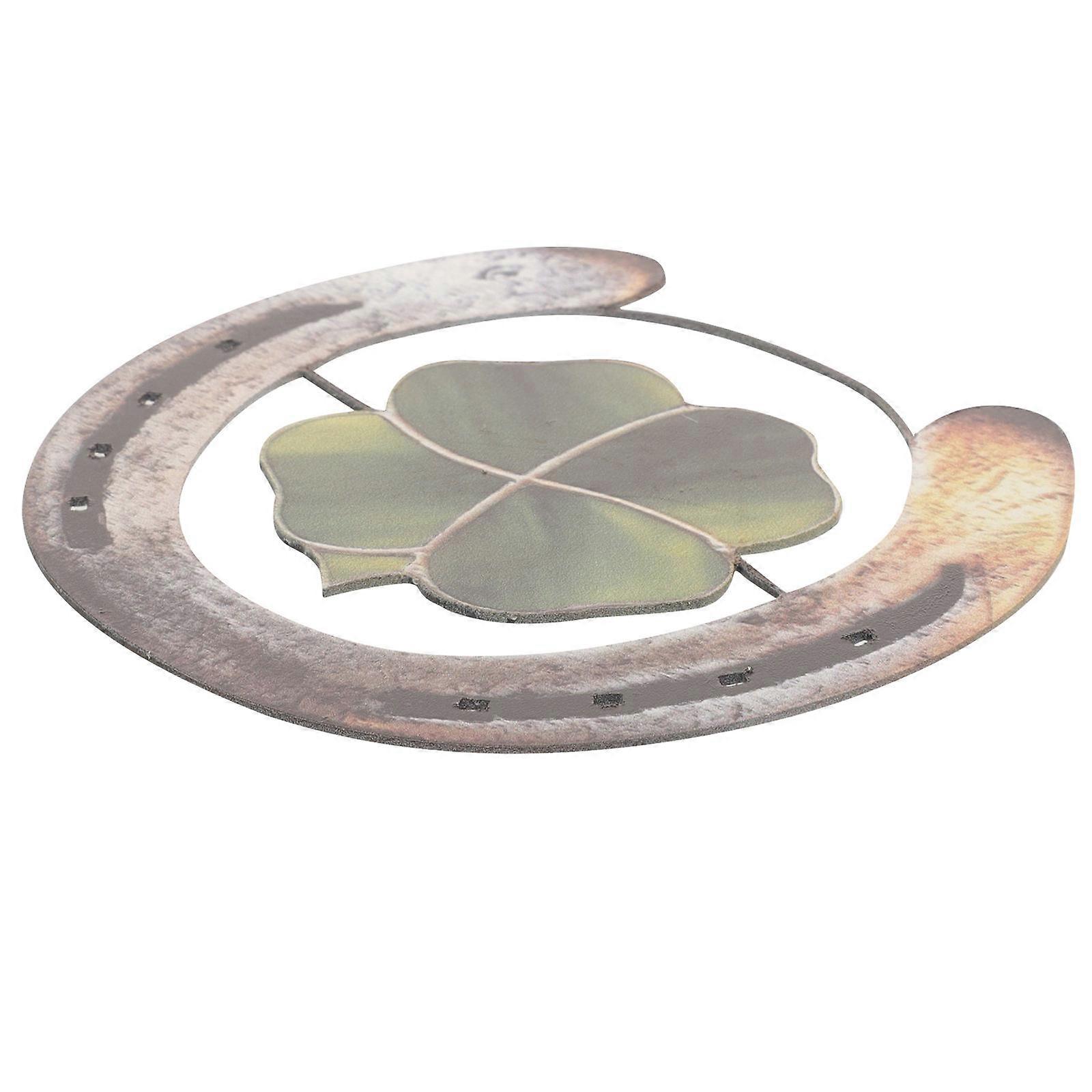 4Pcs Metal Horseshoe Wall Art for Decor with Shamrock Design