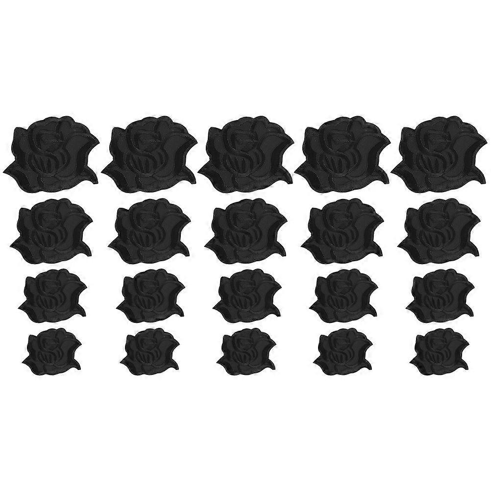 Rose Applique Iron on Patches for Clothes Repair Black Color 40Pcs Pack