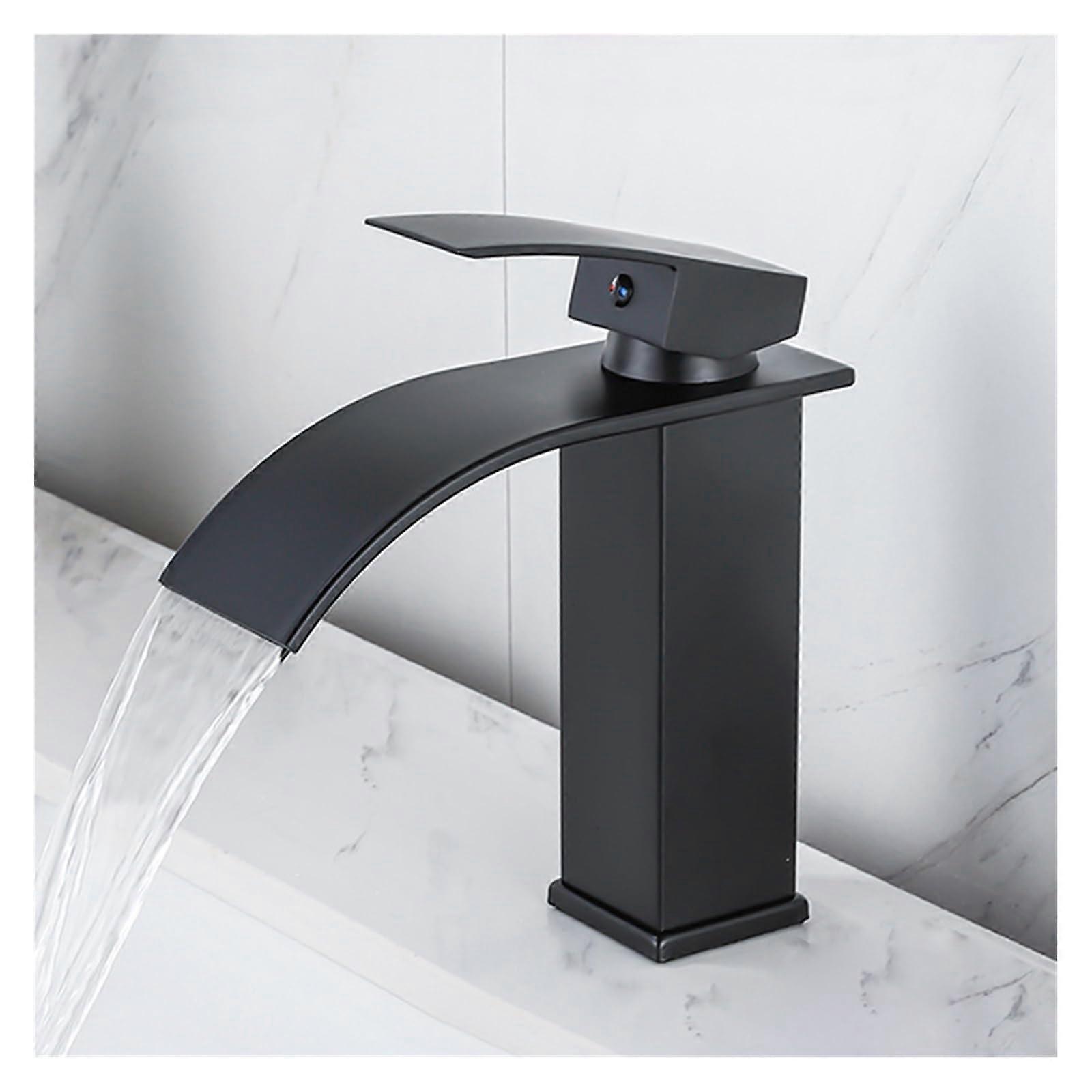 Gold Waterfall Basin Faucet  Tall Chrome Mixer Tap for Vanity Sink, Easy Install, Brushed Gold  Gray Finish