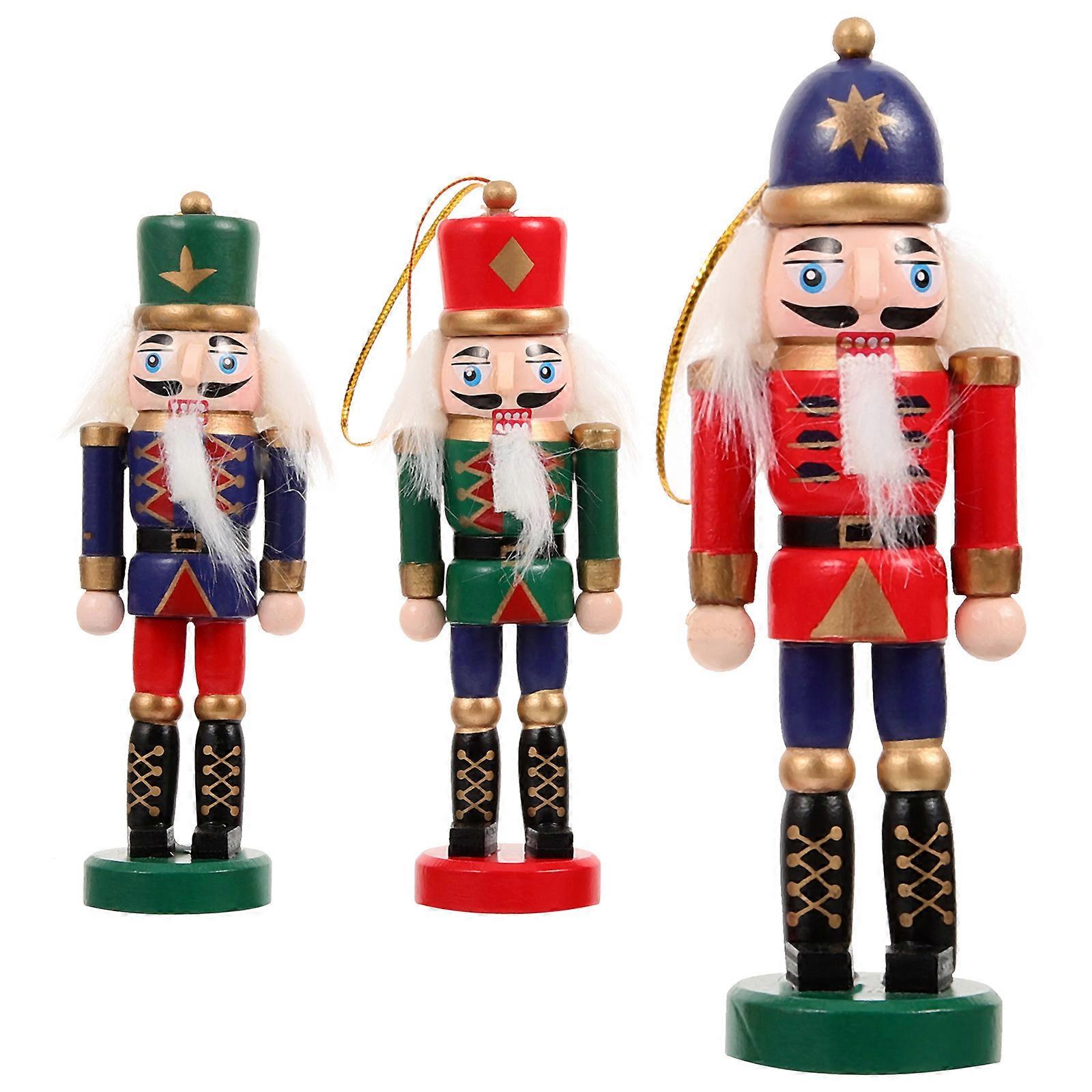 Assorted Color Wood Nutcracker Craft Hanging Nutcracker Decoration 9Pcs