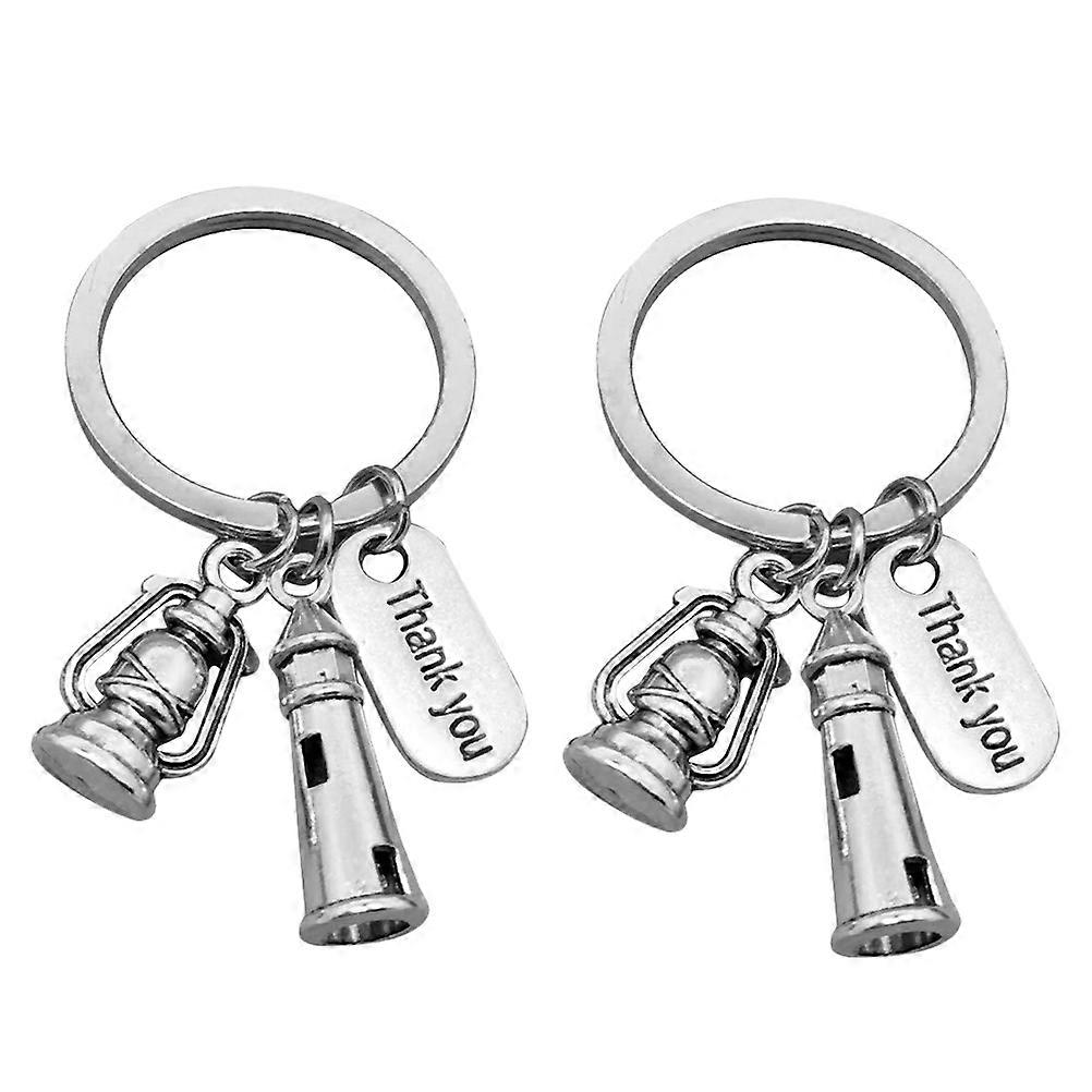 Thank You Kerosene Lamp Keychain for Holding Keys 6Pcs Silver Keyring Gift