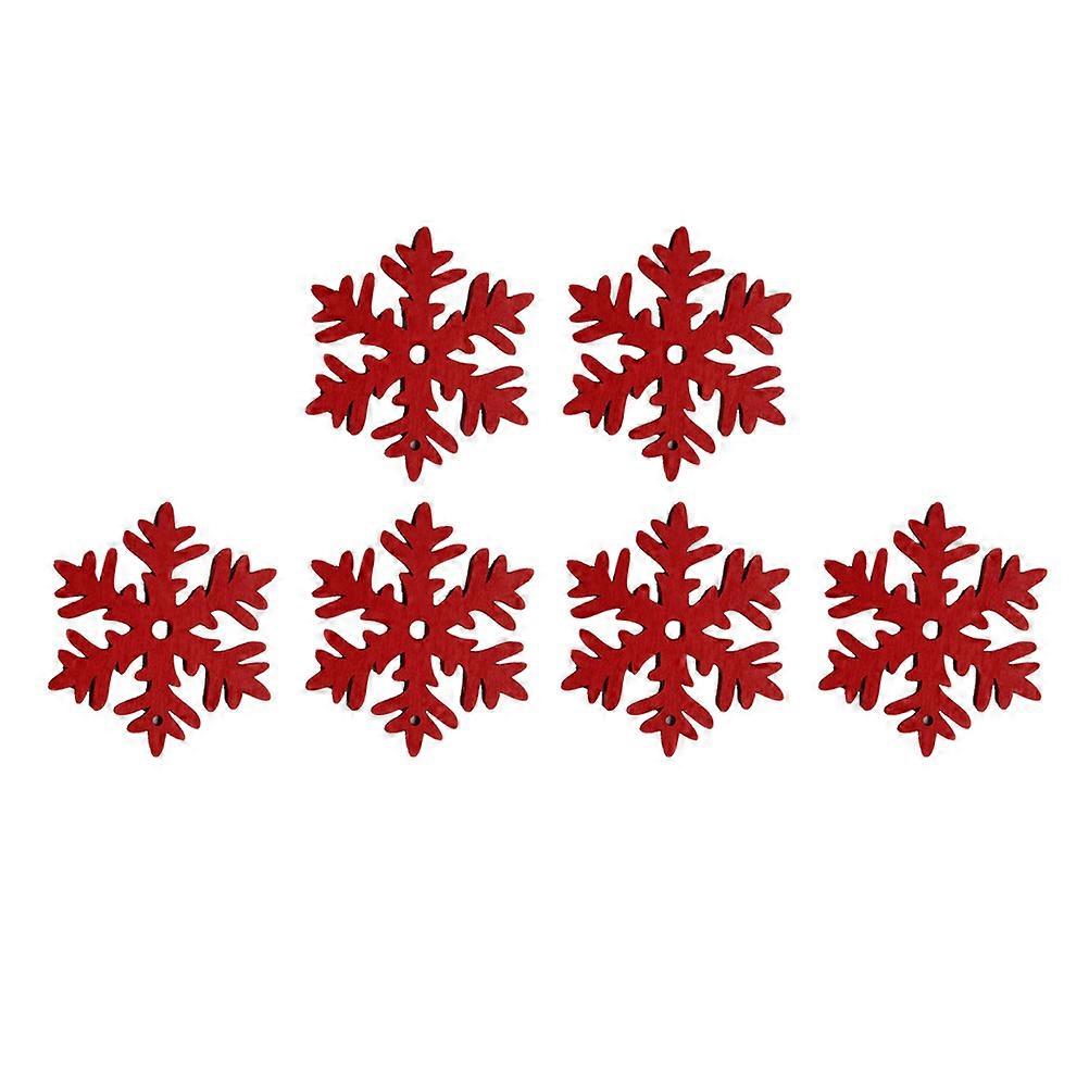 Snowflake Party Hanging Decoration Small Wood Pendant Red Snowflake Pendant For Home Decor Size 6 5X6 5CM Design 20Pcs Per Pack