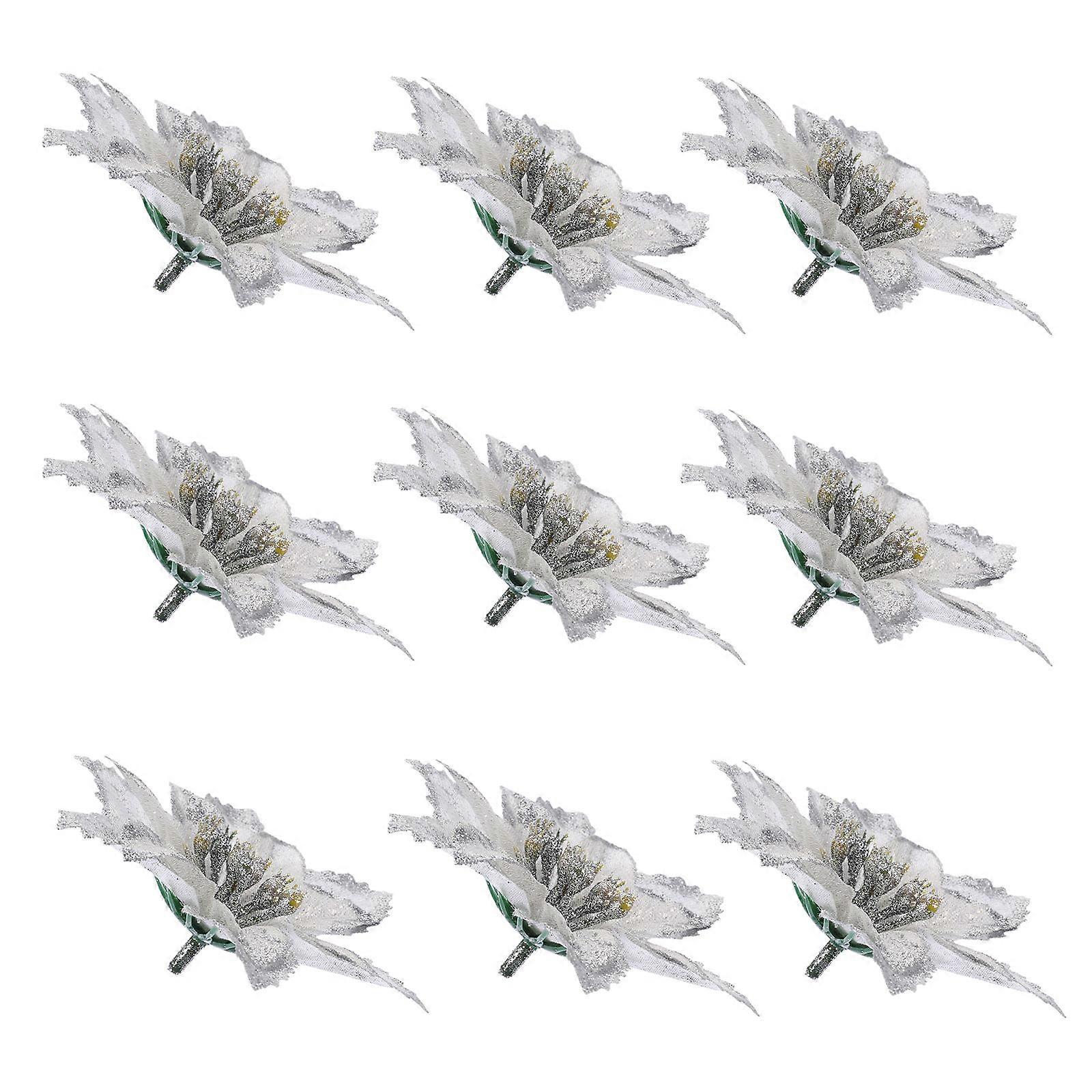 Decorative Artificial Flowers Xmas Tree Decors for 48Pcs Silver