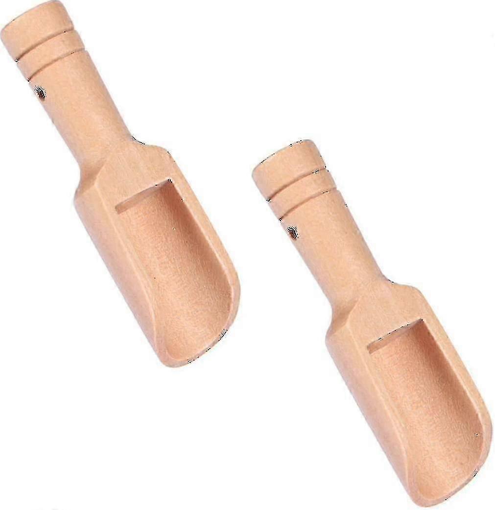 2pcs Wooden Salt Spoon Tea Scoop Spice Scoop With A Short Handle Practical Kitchen Helper