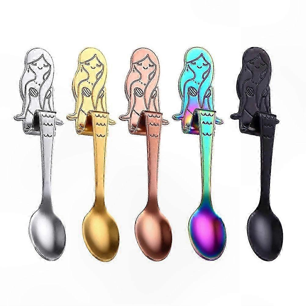 5 Piece Flatware Set for Dining Includes Serving and Espresso Spoon