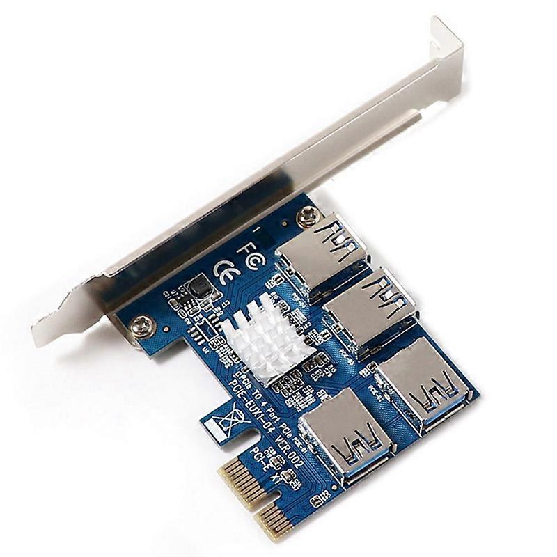 PCI-E Express Riser Card 1 to 4 USB 3.0 Slot Multiplier Hub Adapter