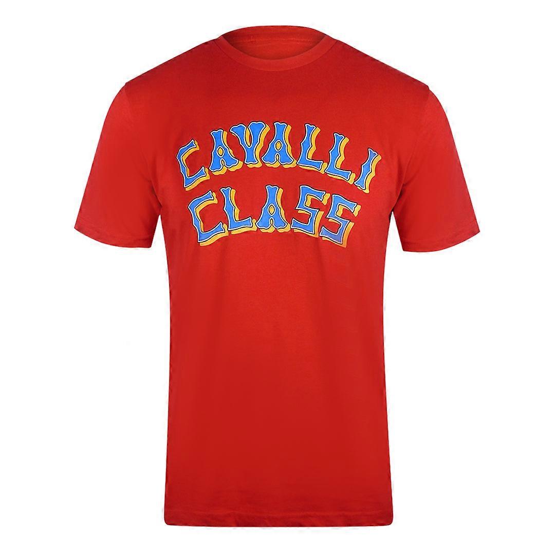 Cavalli Class Layered Logo Red T-Shirt