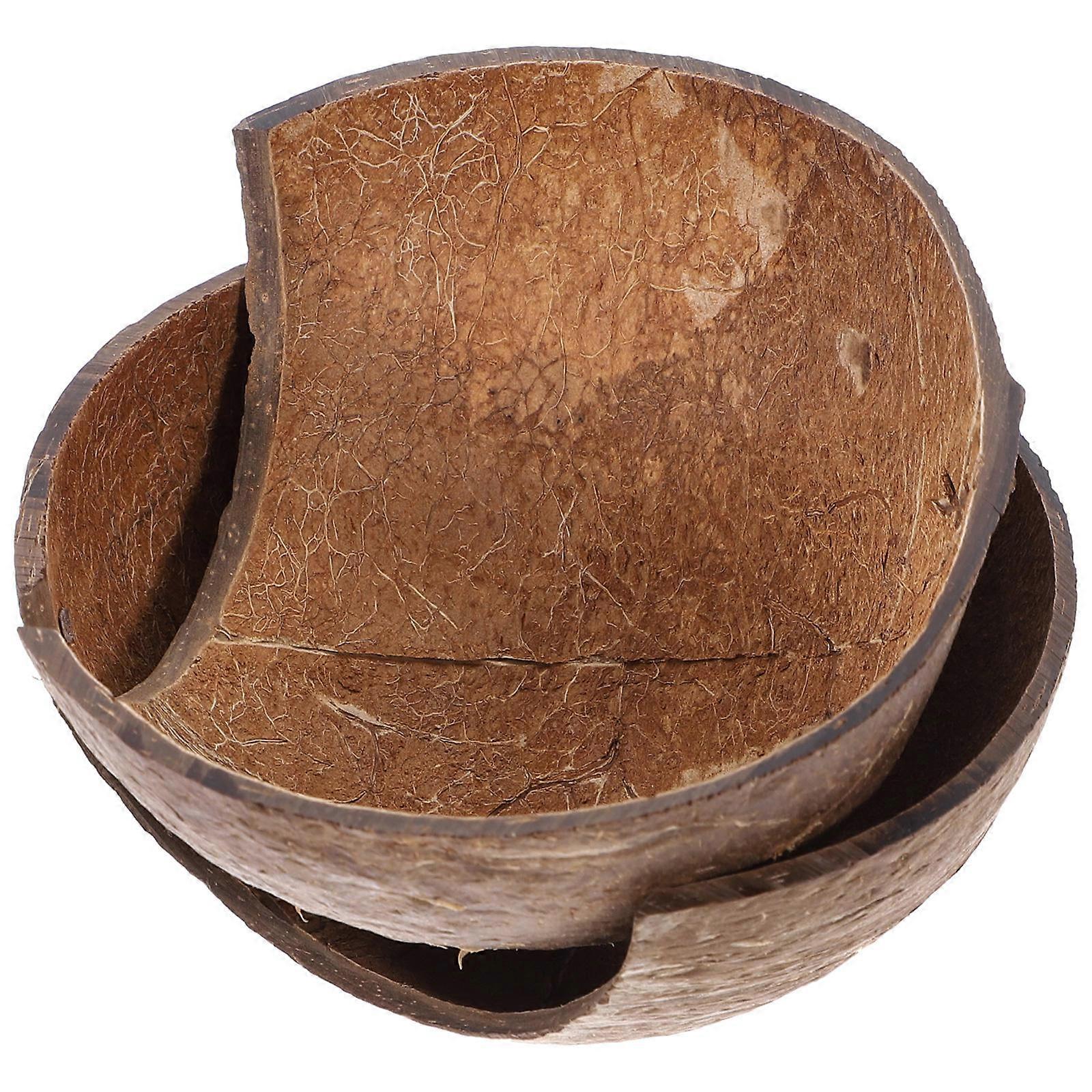 Brown Reptile Shelter Coconuts Shell Cave for Decoration 4Pcs