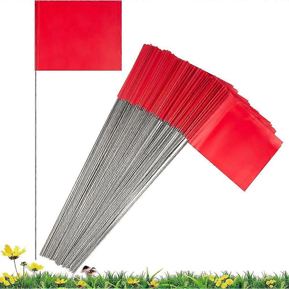 100pcs Red Marking Flag PVC Waterproof and Lightfast for Small Yard Markers Garden Survey Irrigatio
