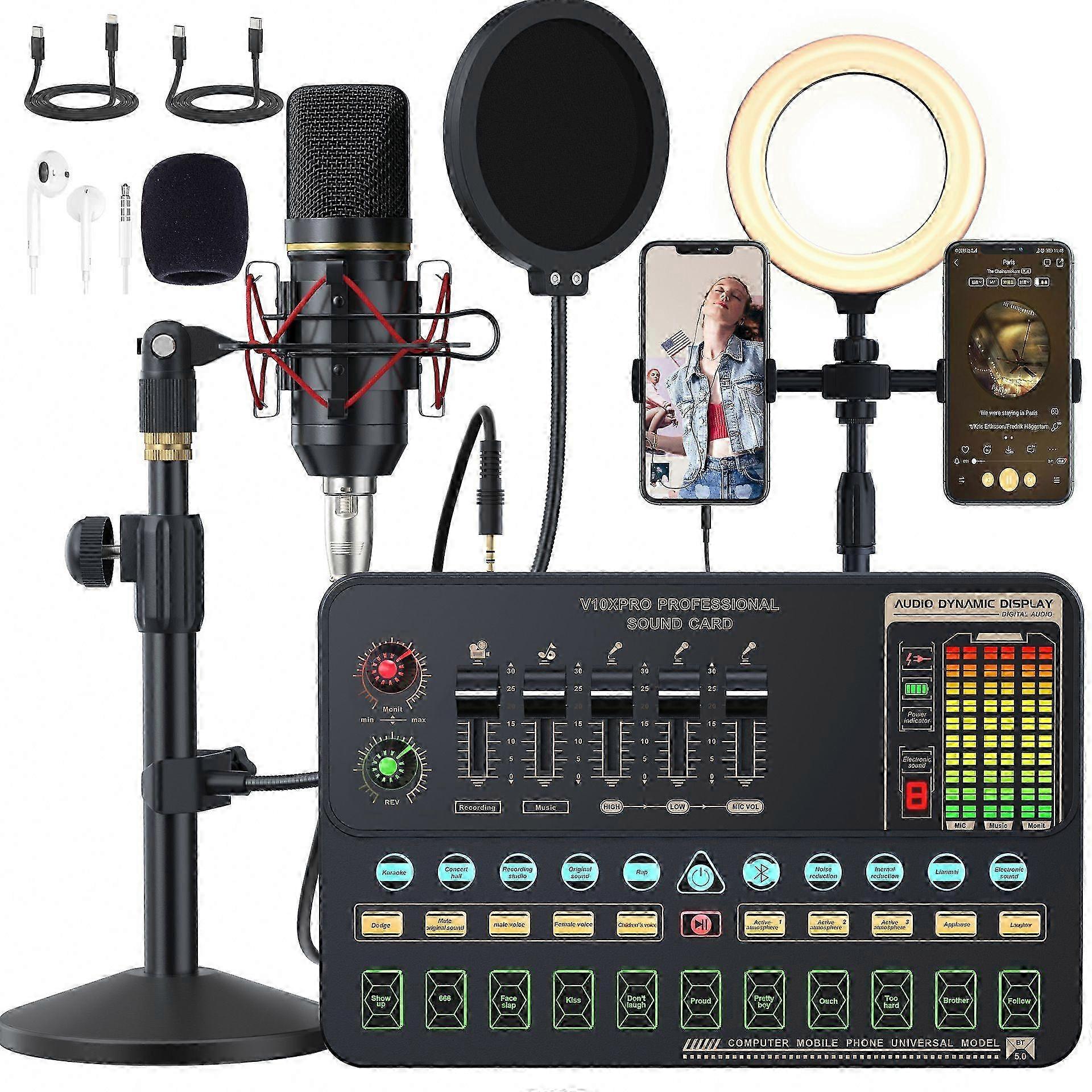 V10Xpro Professional Live Sound Card Set Full Set Of Equipment Mobile Computer Microphone Sound 25-26