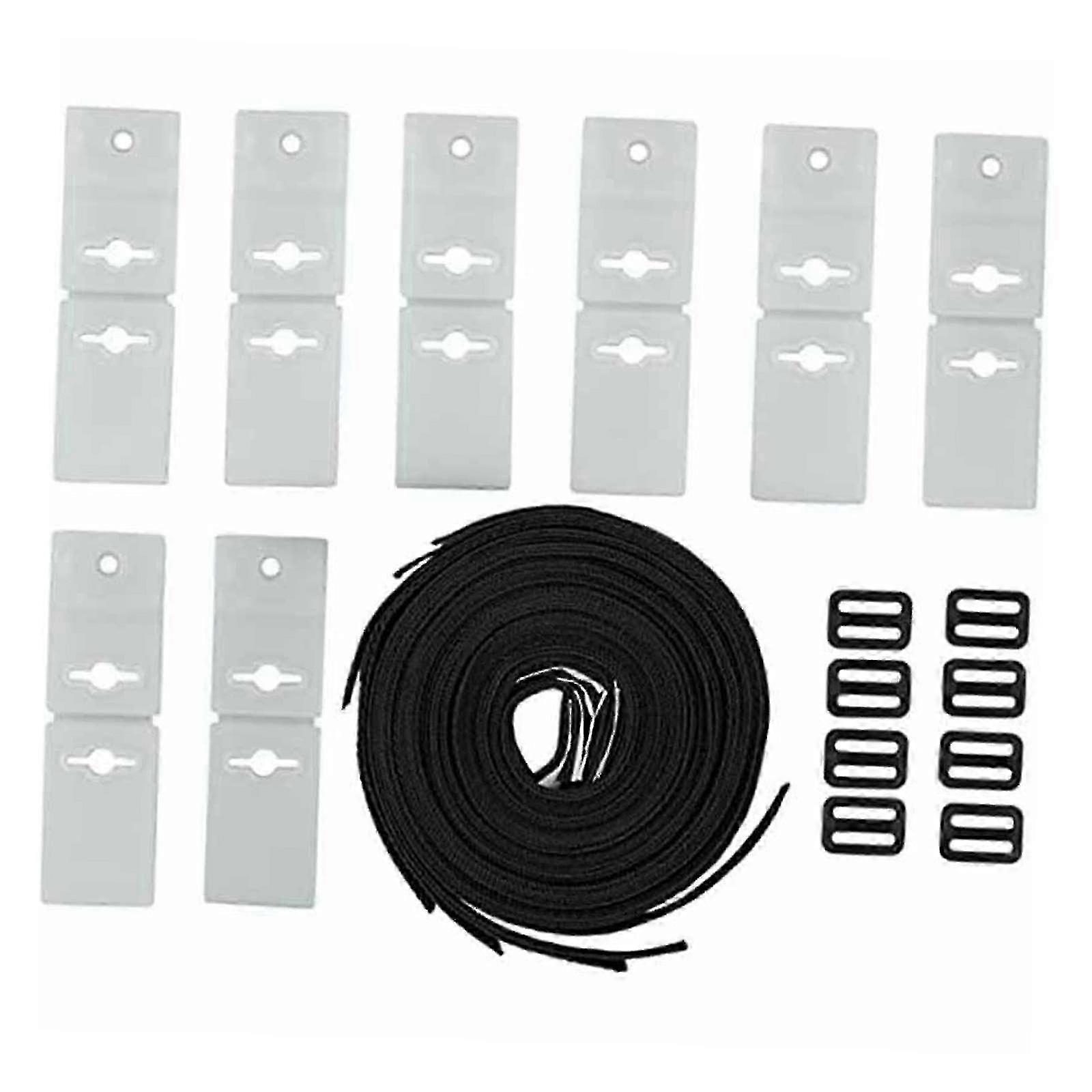 Universal Pool Solar Cover Reel Attachment Kit with Braided Polyester Straps, 8-Piece Set 25-26