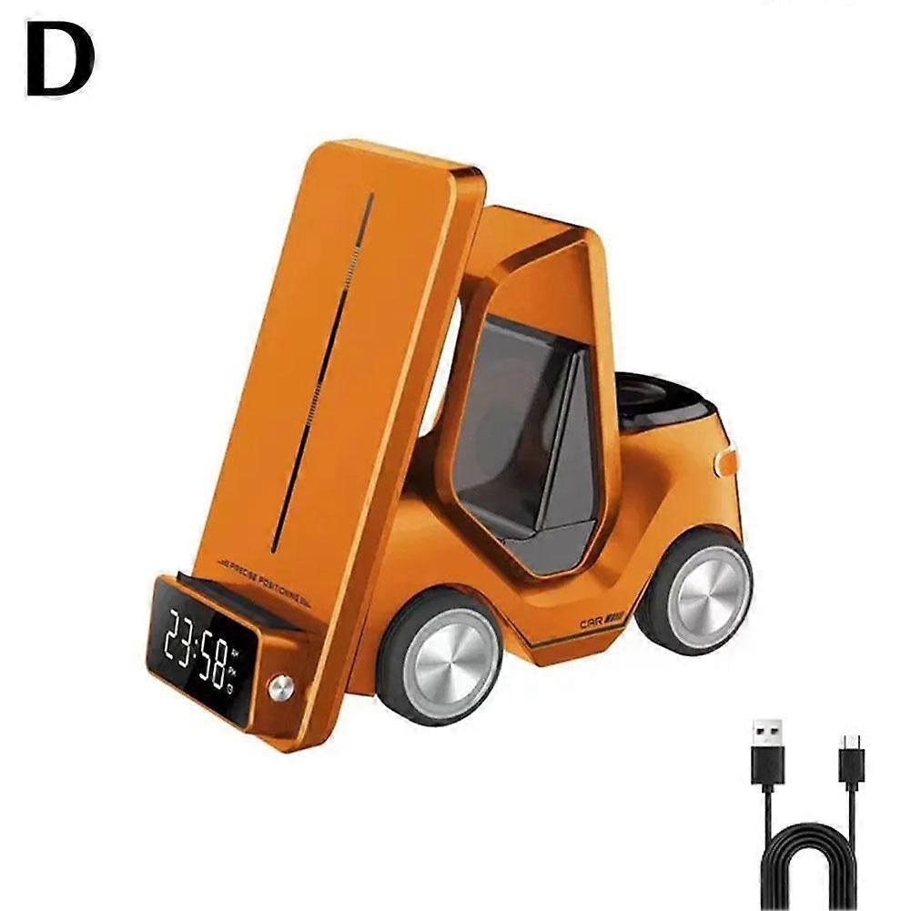 Forklift Design Alarm Clock Universal Wireless Charger Station For compatible with Iphone For Smart Watch Car Design Night Light Charging Statio