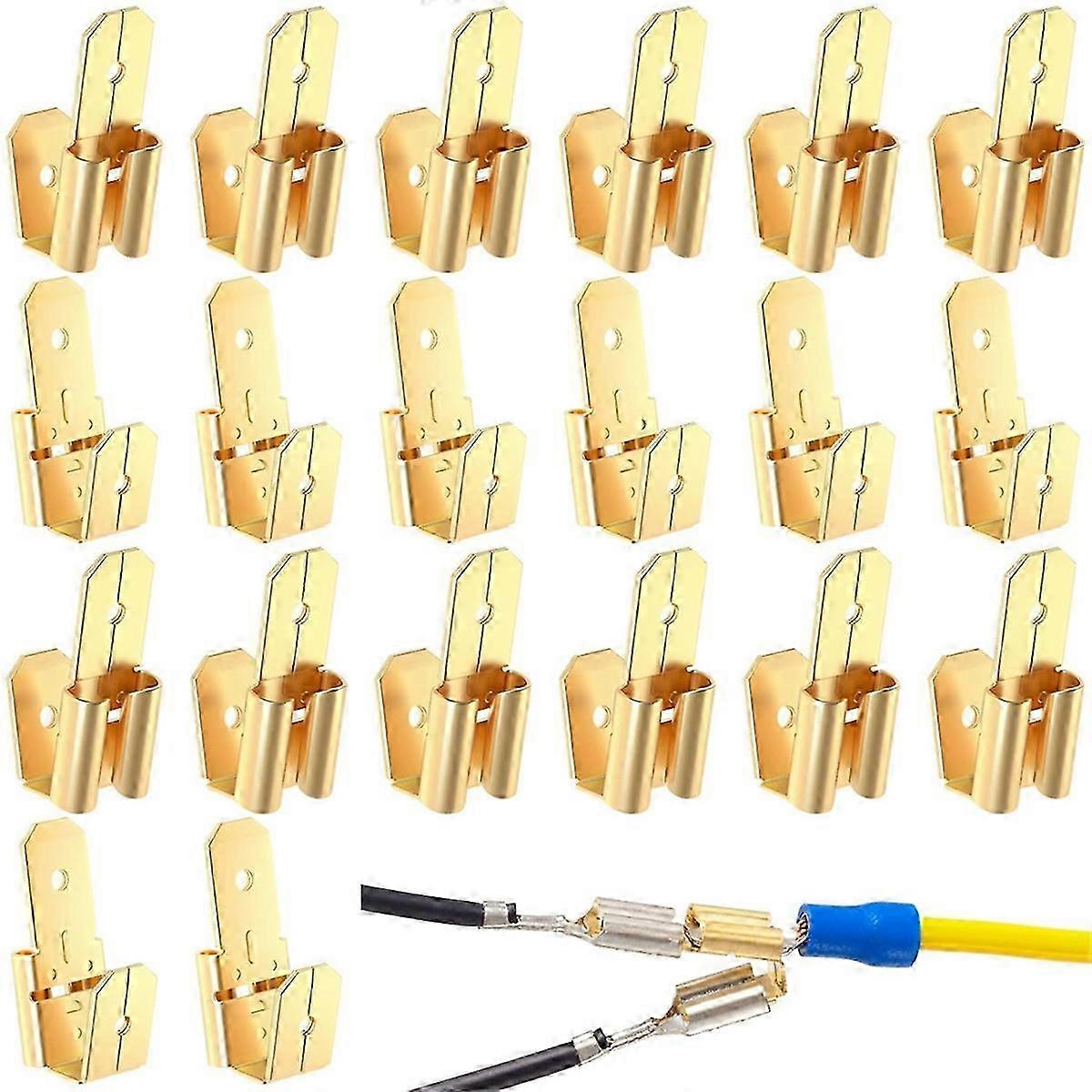 20Pcs Piggyback Spade Connectors,3 Way Adapter Electrical Disconnect 26s