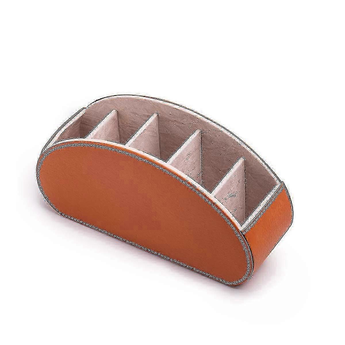 2025 Tv Remote Control Holder For 5 Remotes, Remote Control Tidy And Organiser Caddy, Pu Leather Cosmetic Storage Box(c-1)