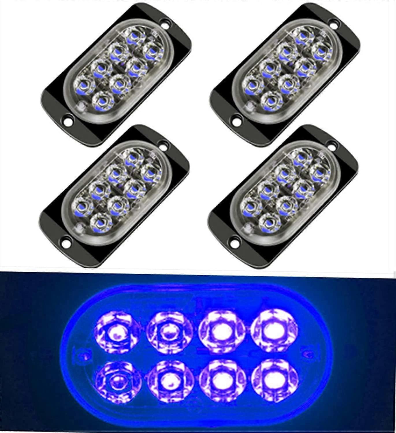 LINLIN 4 Pack 8 LED Emergenty Warning Lights,LED Safety Emergency Flashing Lights 12-24V Amber Strobe Hazard Warning Light Waterproof