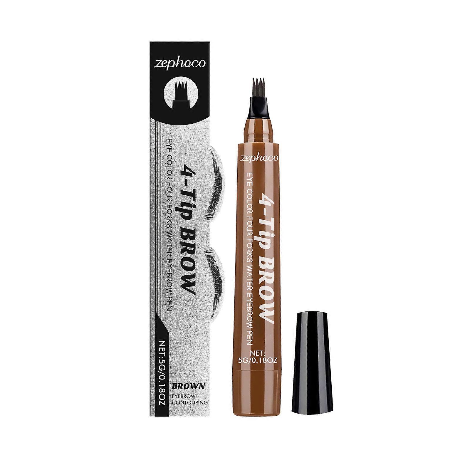 Zephoco Brown Four-Fork Eyebrow Pencil Can Shape Eyebrows, Be Waterproof And Sweat-Proof, And Fill Eyebrows Naturally And Smoothly To Make Them Fuller