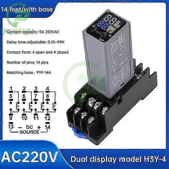 Dc12v Dc24v Ac220v Small Adjustable Digital Display Relay H3y-4 Cycle Time Control Delay Device