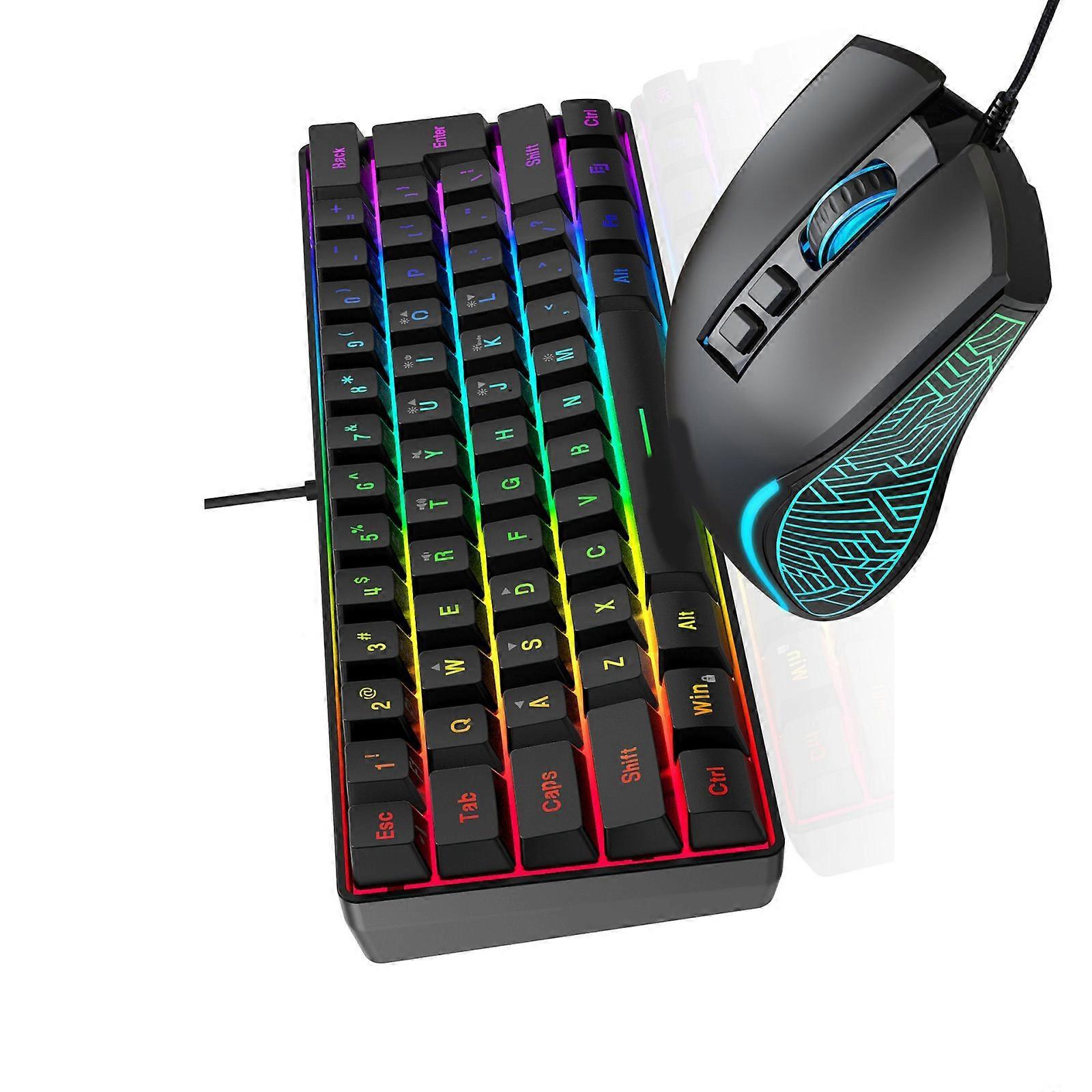 Efficient Wireds Keyboards Mouse Combo For Office Work Ergonomic Plastic Construction Plugs Play Connectivitys  Black