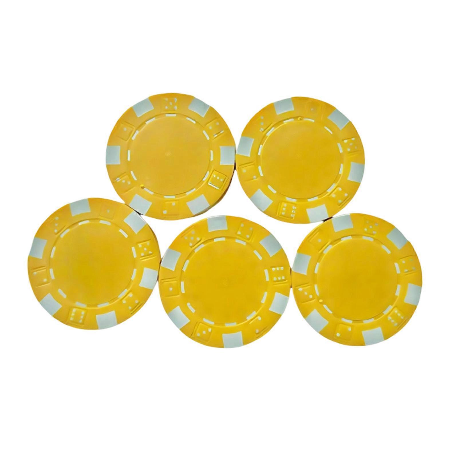 25Pcs 11.50g Professional Plastic Poker Chip Teaching Coin Card Game Chip for Math Counting Kids Teaching Rewards  Yellow
