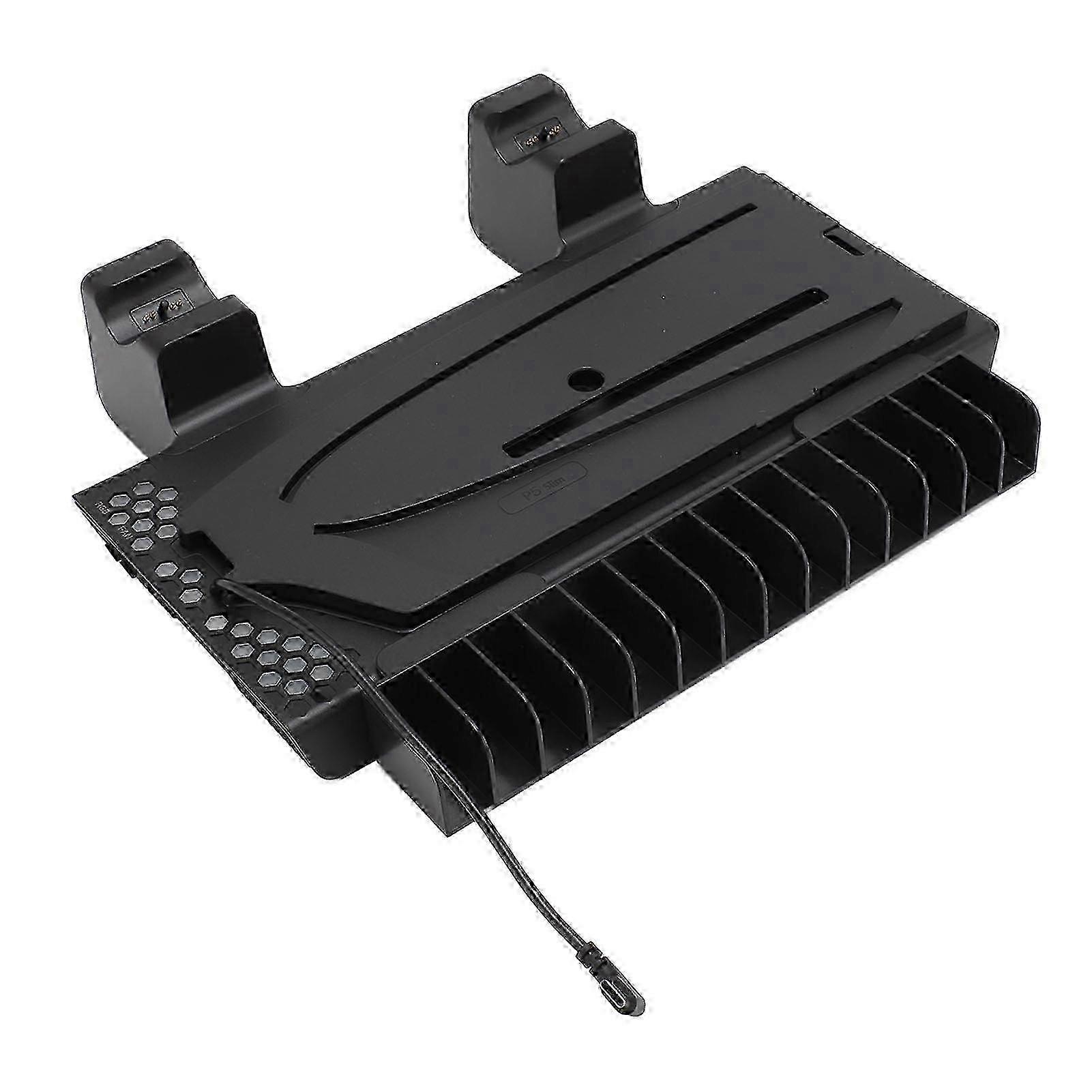 2025 RGB Cooling Station for PS5 Multifunction Adjustable Cooling Fan Speed Dual Charging Stand for PS5 Slim Console Controller Black