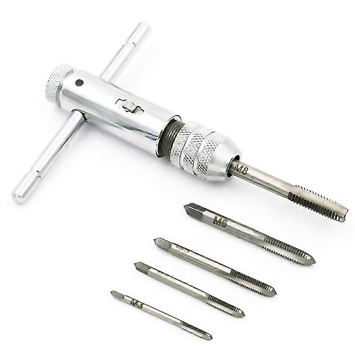 For Ratchet Tap Chuck Wrench Adjustable T Handle Ratchet Tap Holde M3m8 Screw Machine Ratcheting Scr