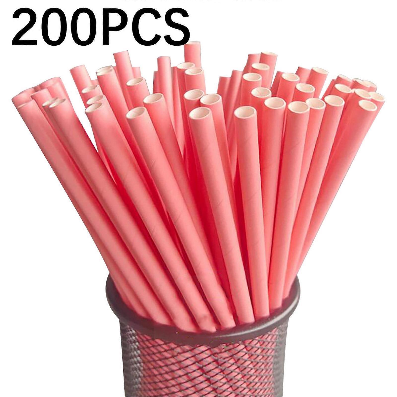 LWZWM 200-Pack Disposable Paper Straws, Bulk Bendy Drinking Straws Compatible with Bottles, Milkshakes, Party Picnics
