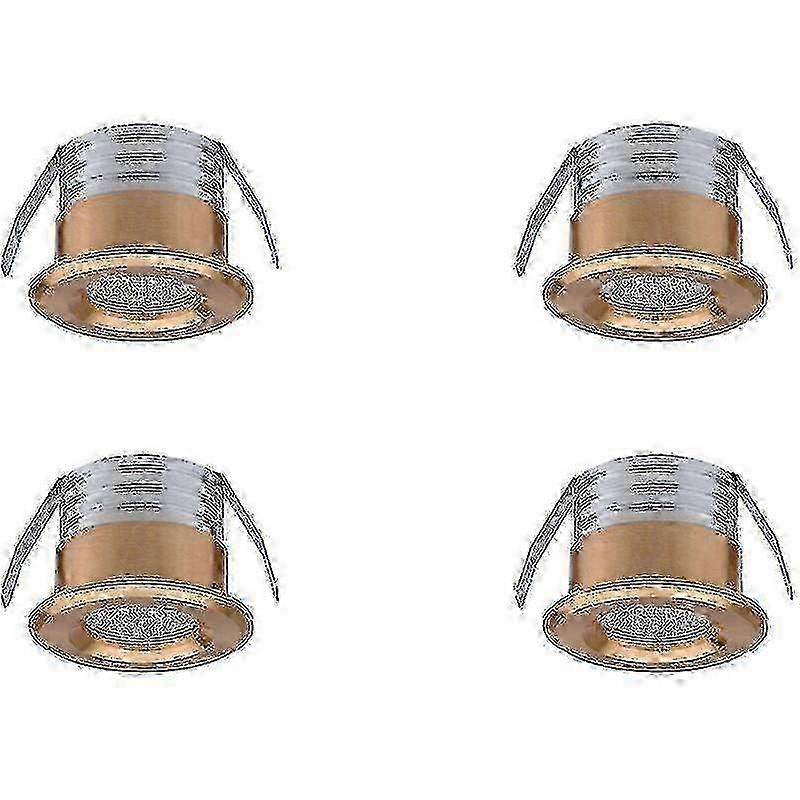 Set Of 4 Mini Recessed Led Spotlights, 3 W, Warm White Gold-Good