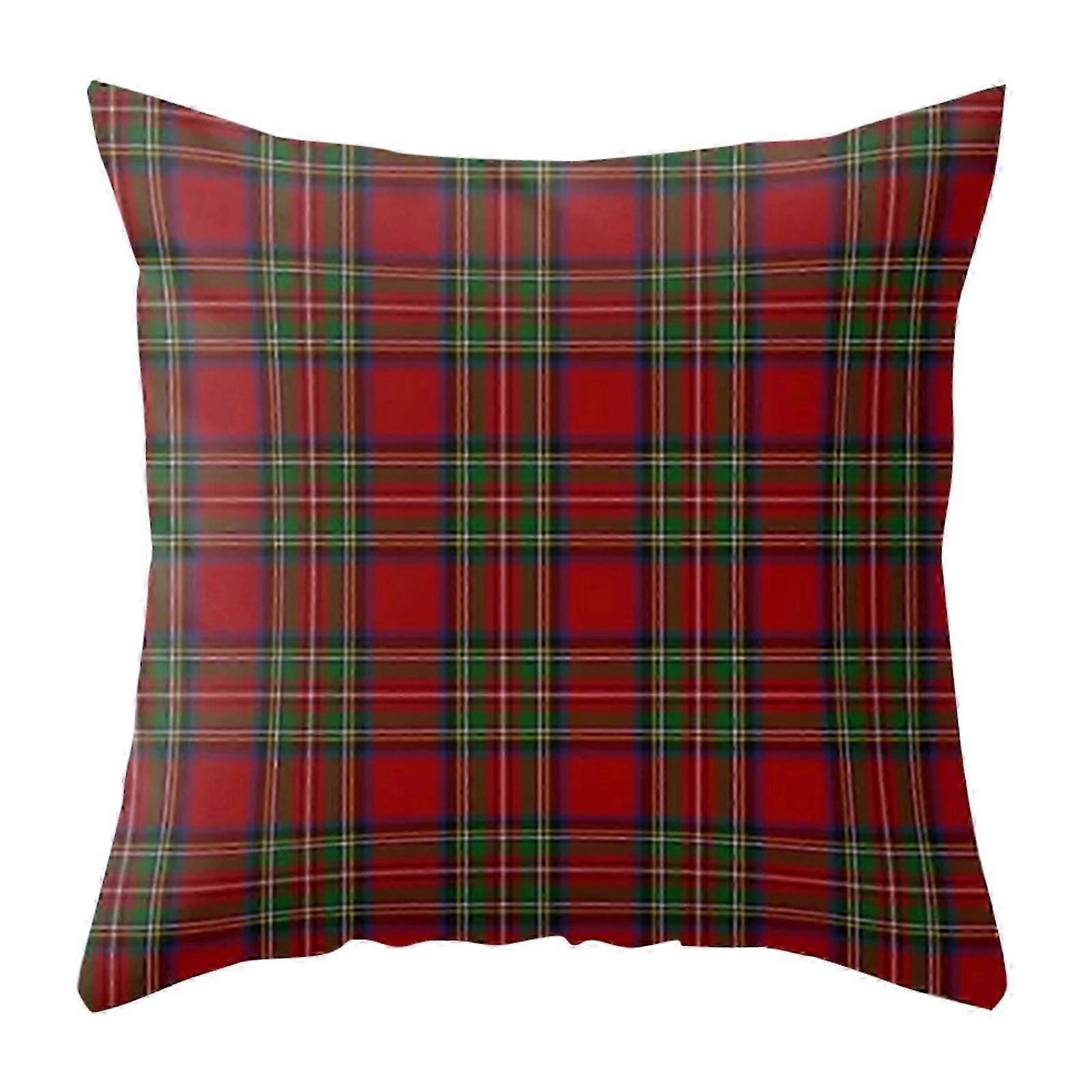 Christmas Plaid Tartan Cushion For Farmhouse Holiday Home Decor