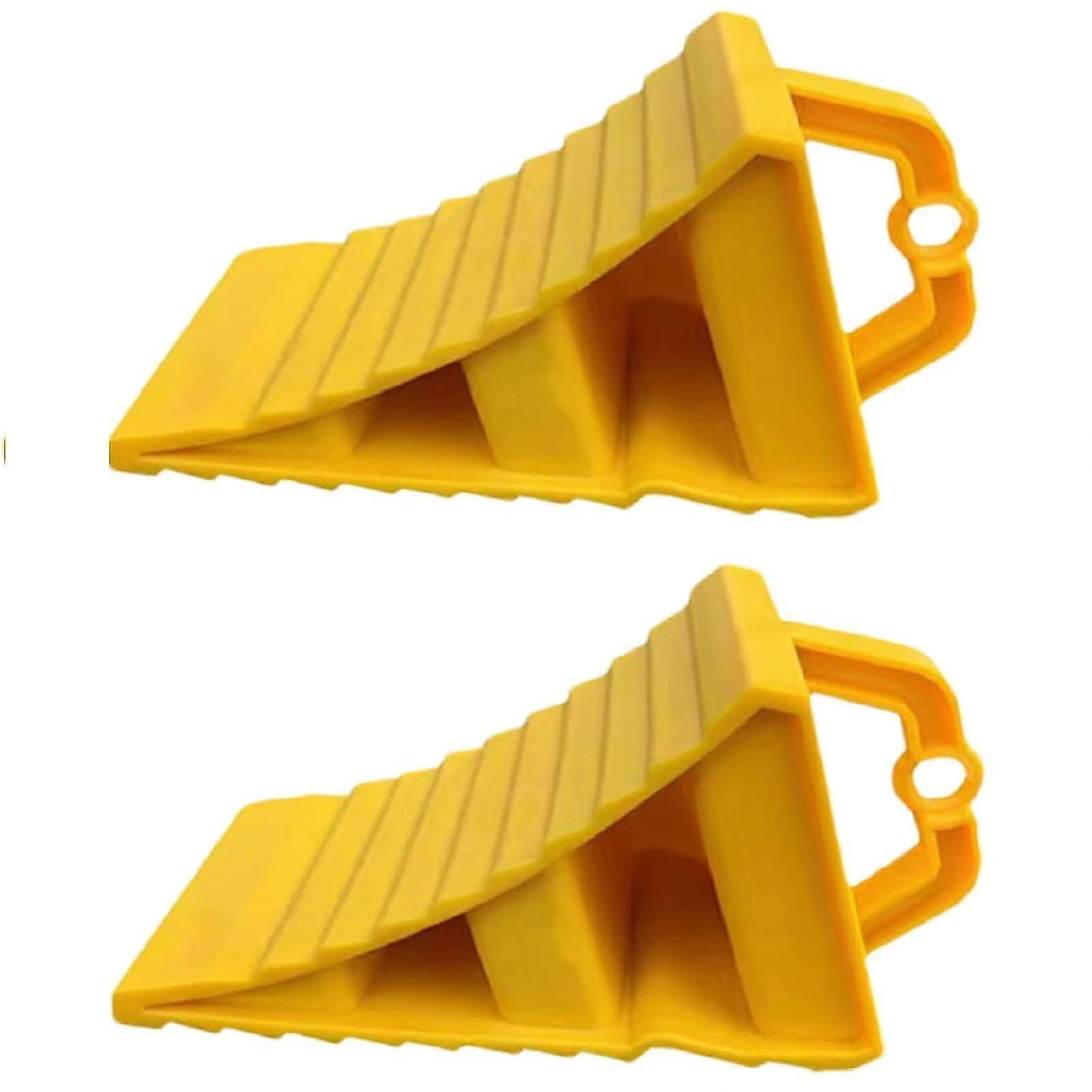 Wheel Chocks Set Of 2 With Handle For Cars Trailers Caravans And Motorhomes Plastic Non-Slip Base