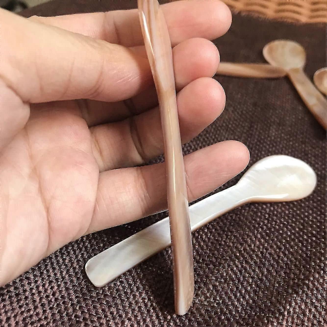 Set Of 6 Mother-of-pearl 11.5 Cm X 3 Cm Mop Caviar Spoons With Round Handle For