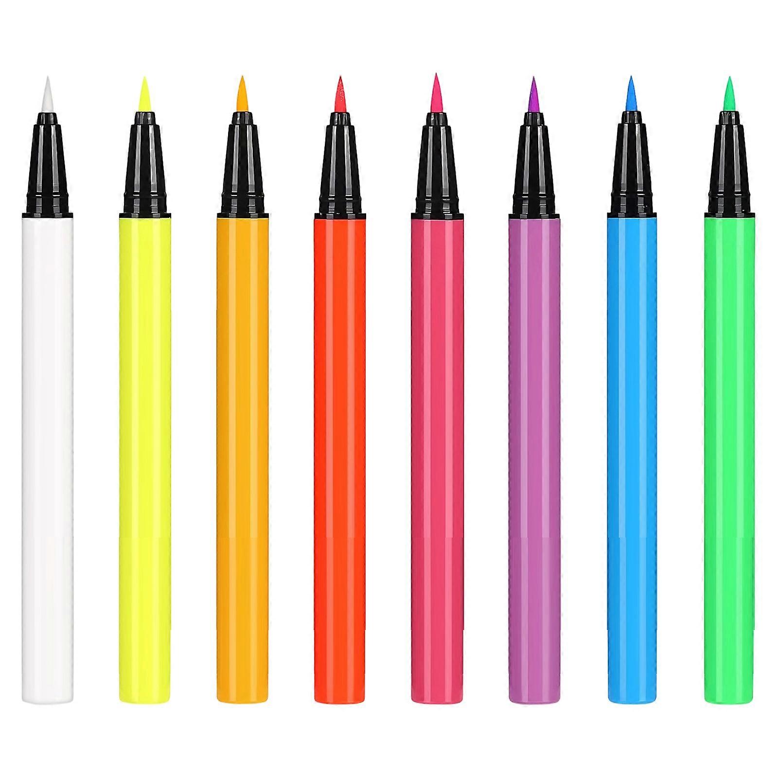 8 Count Glows Eyeliners Set Vibrant Shade Waterproof Buildable Coverage For Dance Competitions And Nighttime Multicolor