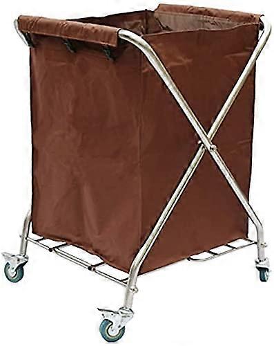 Laundry Trolley Cart with Wheels and Handle for Hotel or Home Use, Folding Yellow Hamper Basket