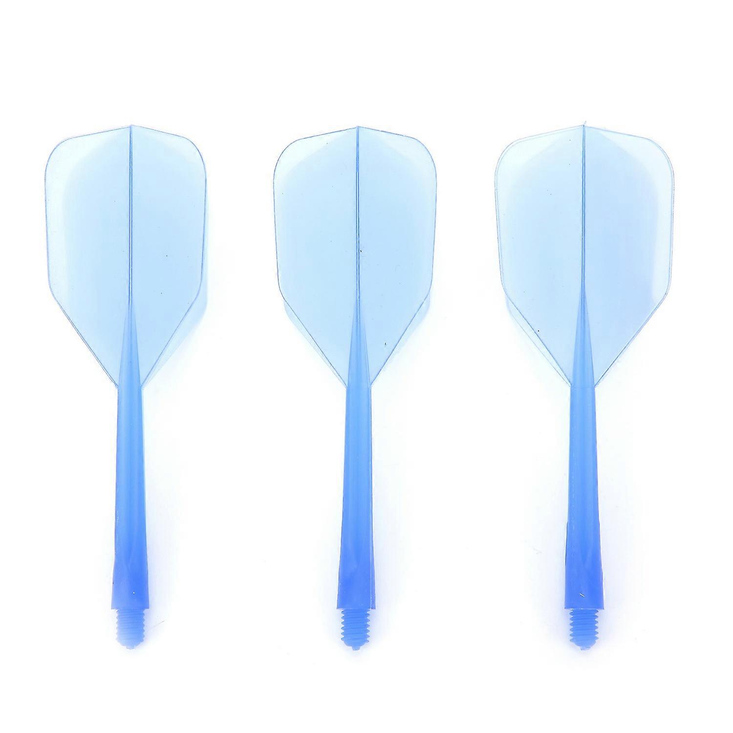 3 Pcs 2BA Integrated Transparent Dart Shaft and Flights Standard Shape Anti BreakBlue