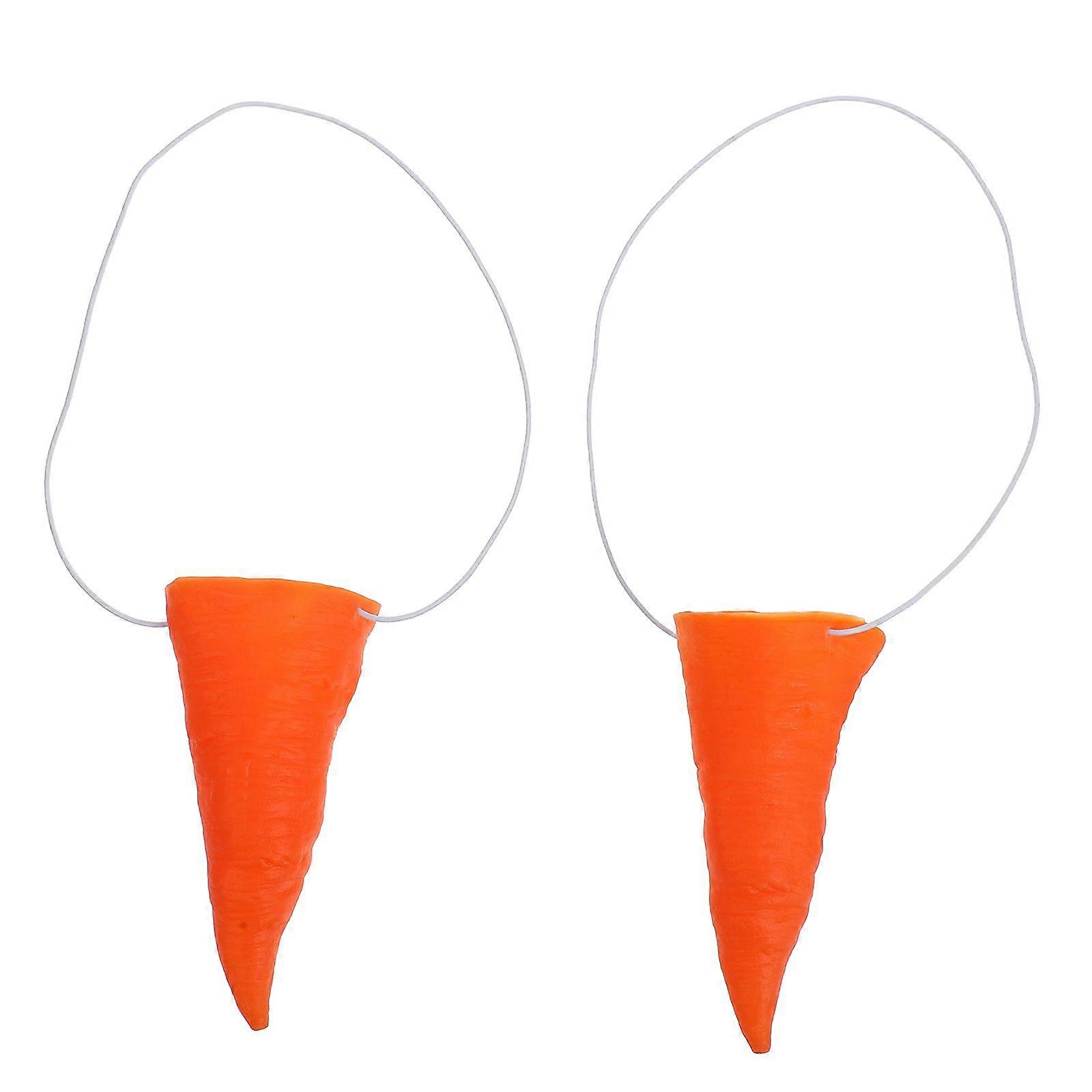 2pcs Carrot Nose Prop with Elastic Band DIY Snowman Dressing Decorative Carrot Nose for Circus Snowman Carnival Clown Prop