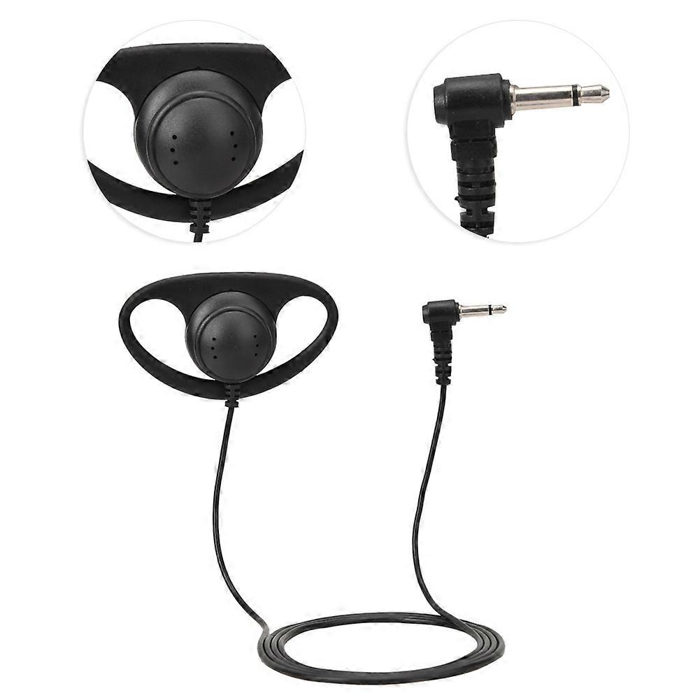D-Typ 3,5 mm Single Listening Kopfhörer Hang Headset für Zwei-Wege-Funkmikrofon (Schwarz)