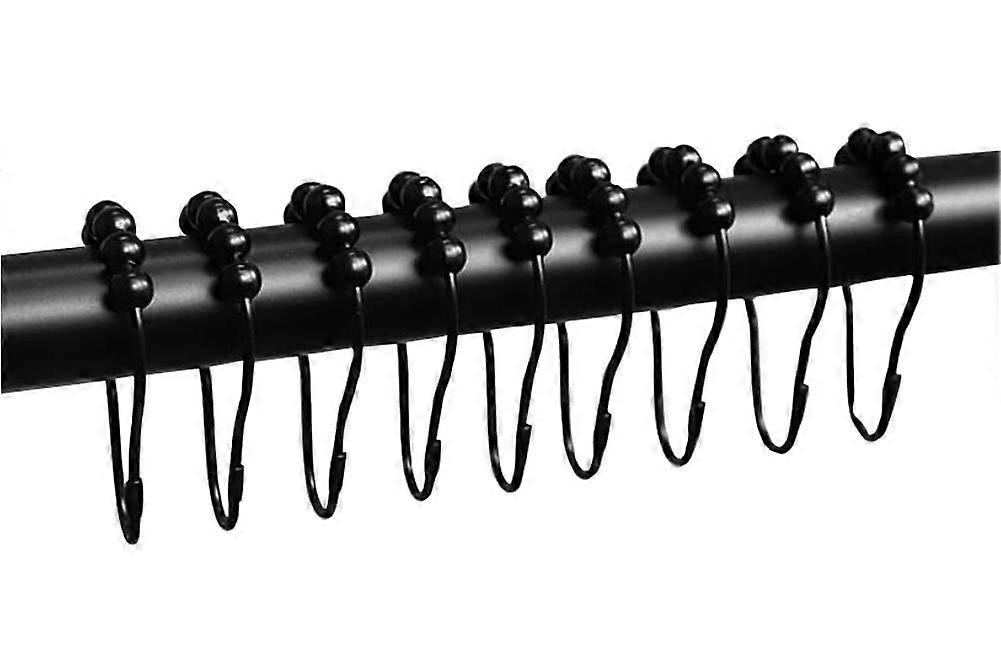 10 PCS Shower Curtain Rings with Rolling Beads Hooks for Smooth Gliding Bathroom Drapes D01