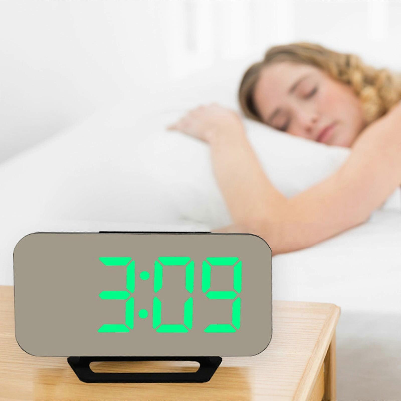 Txmfgh LED Clock with USB Charging & Calendar Alarm, Colorful Display, Temp Monitoring, Mirror, Snooze, for Bedroom/Office