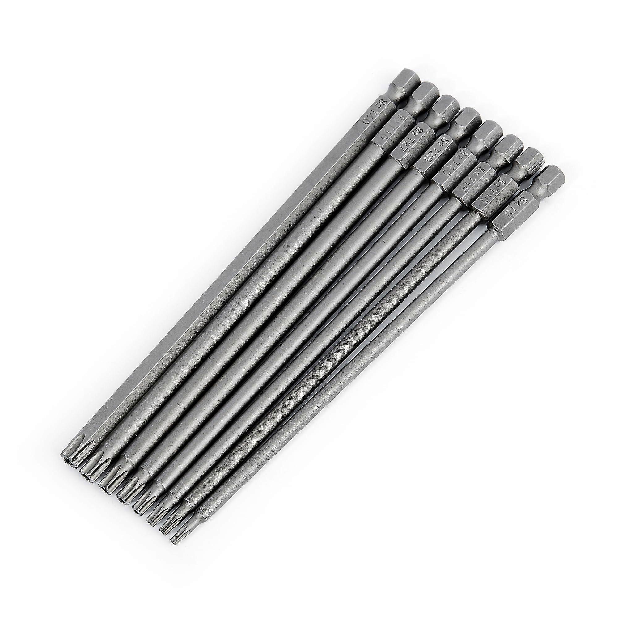 8PCS Security Torx Screwdriver Bit Set S2 Steel Magnetic 1/4 Inch Hex Shank for Drill