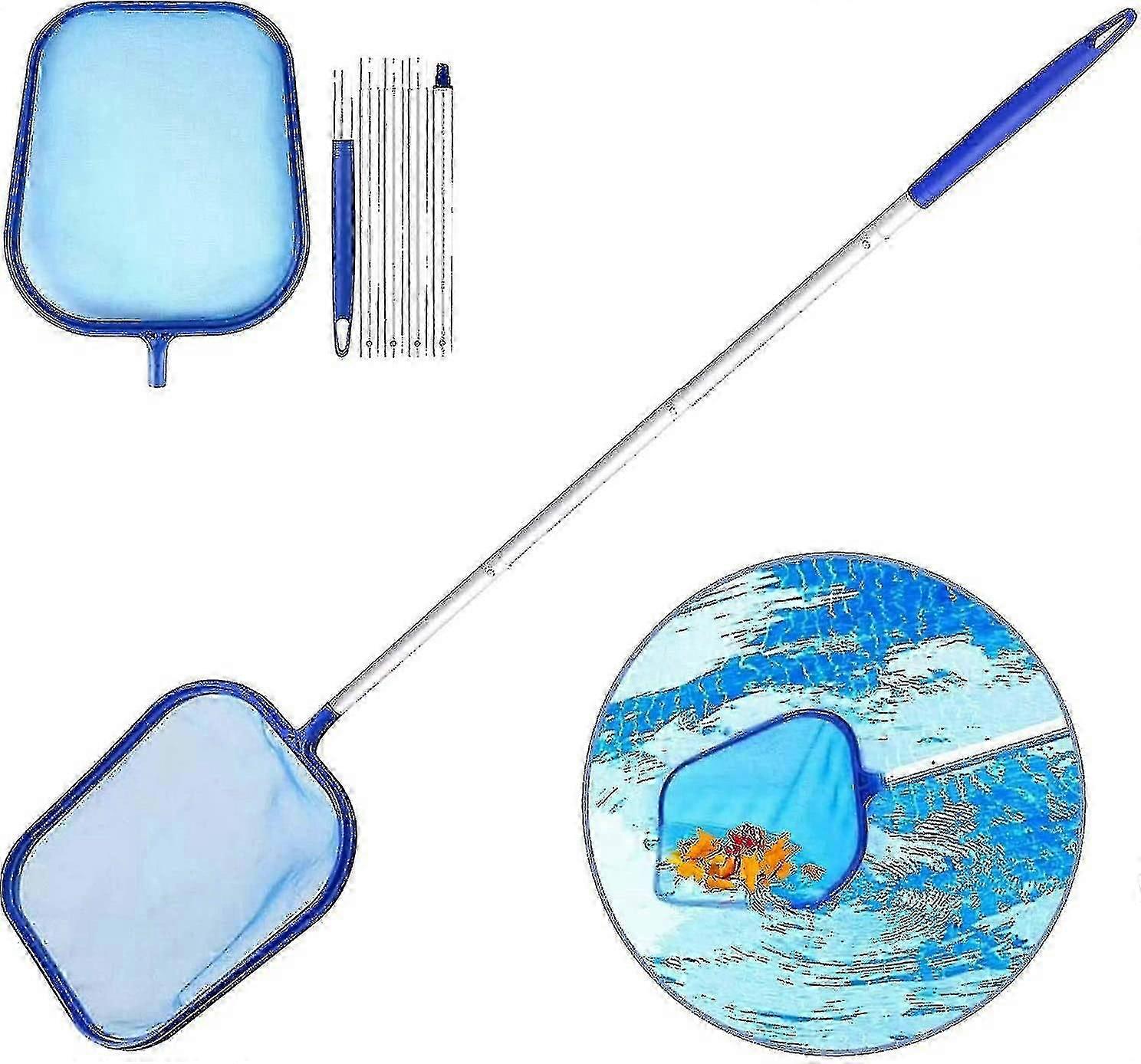 Cnxus Pool Landing Net, Bottom Landing Nets With 1.6m Detachable Handle, Fine Skimmer Net Swimming Pool Cleaning Kit For Swimming Pool, Ponds