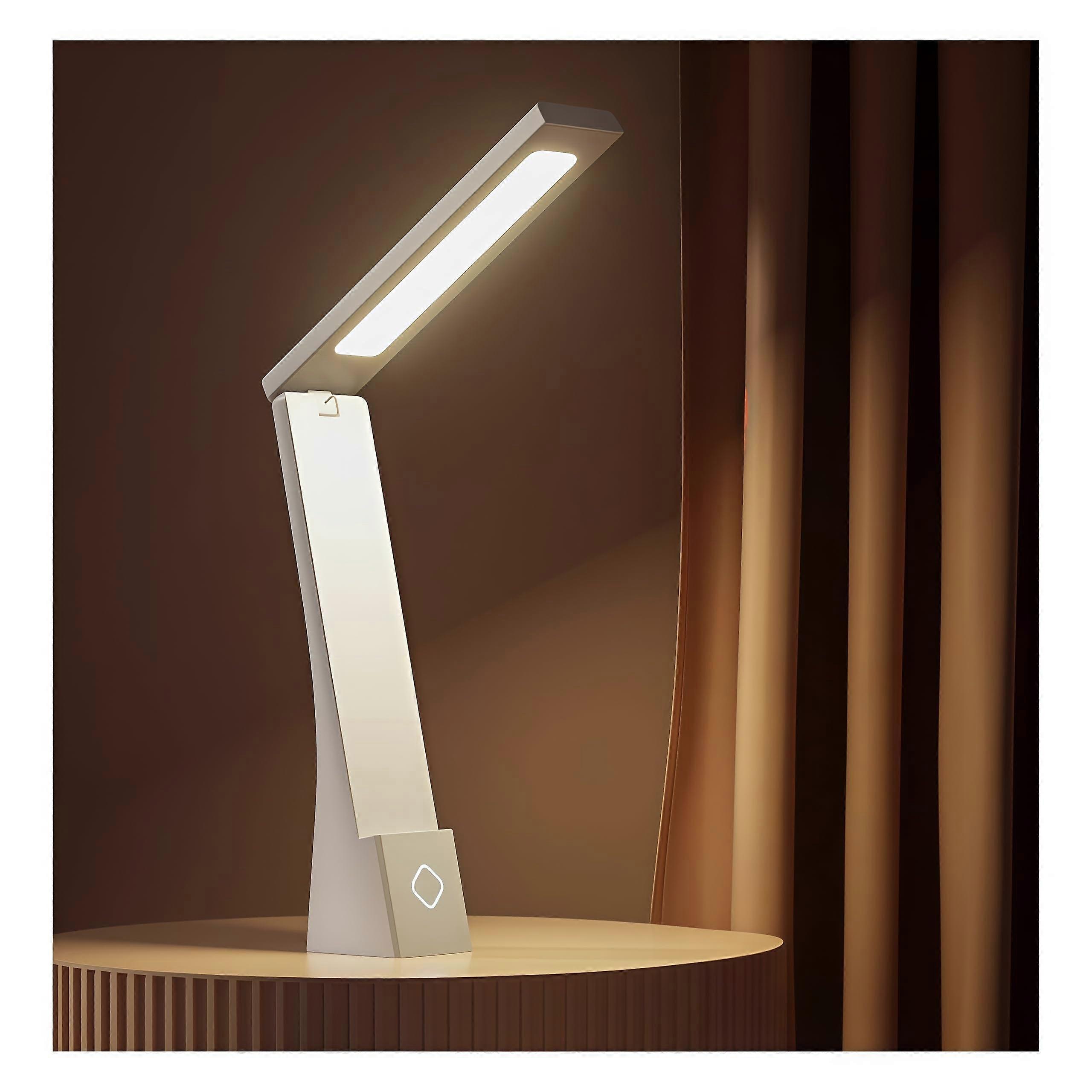 LED Desk Lamp Rechargeable with Touch Control, Foldable Design, 3 Color Modes, Phone Stand