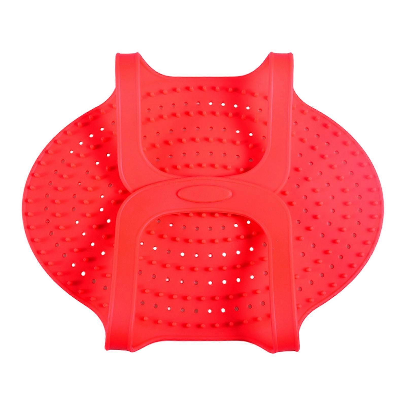 Practical Silicone Heat Resistant Turkey Basket with Interlocking Handle for Secure Lifting Multipurpose Trivet  Red