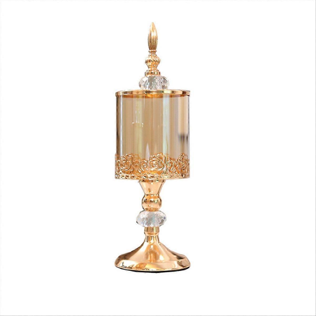 مرطبان تخزين زجاجي كريستالي أوروبي مع غطاء، ديكور منزلي، كبير