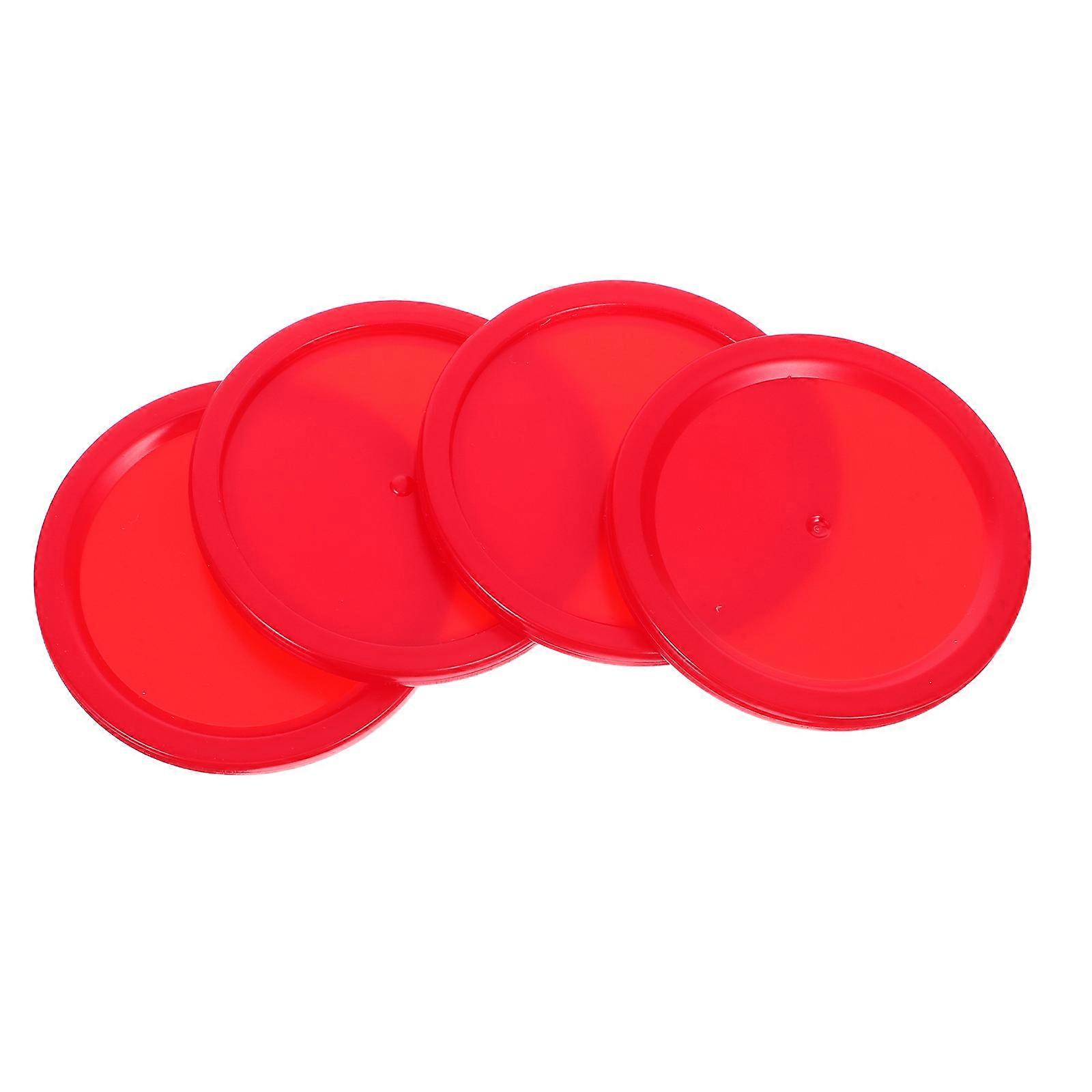 Red Air Hockey Puck Replacement Set of 4 for Game Tables with 50mm Size Plastic Material