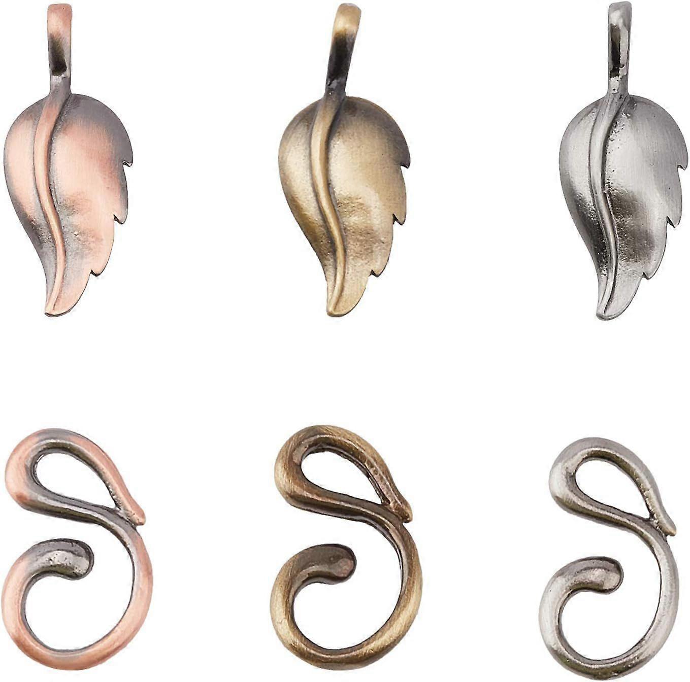 18sets Brass Hook Clasps Bracelets Connectors for Leather Cord Bracelets Making Mixed Color 33x13x3mm