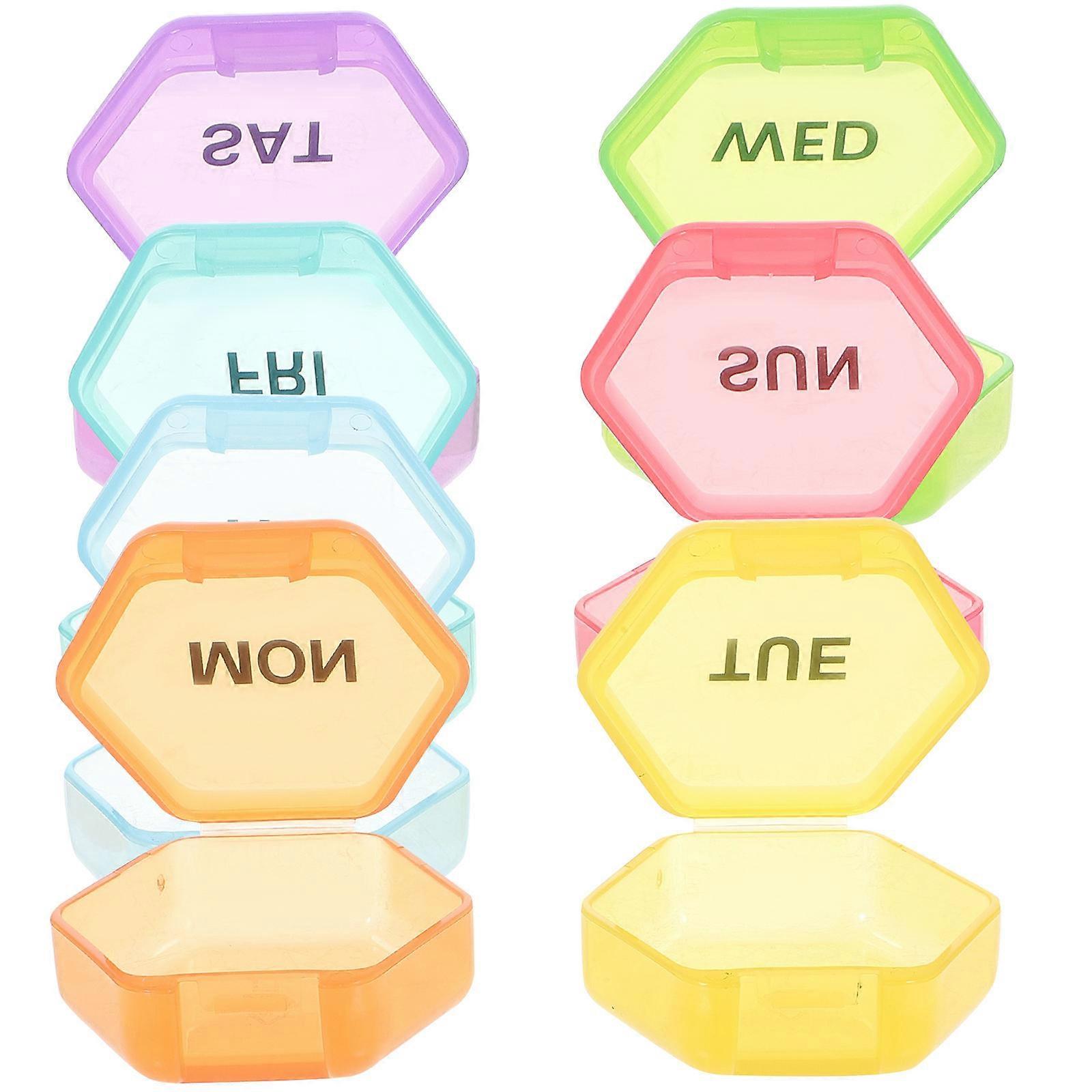 Medicine Storage Box Portable Organizer with 7 Compartments Airtight 4Sets