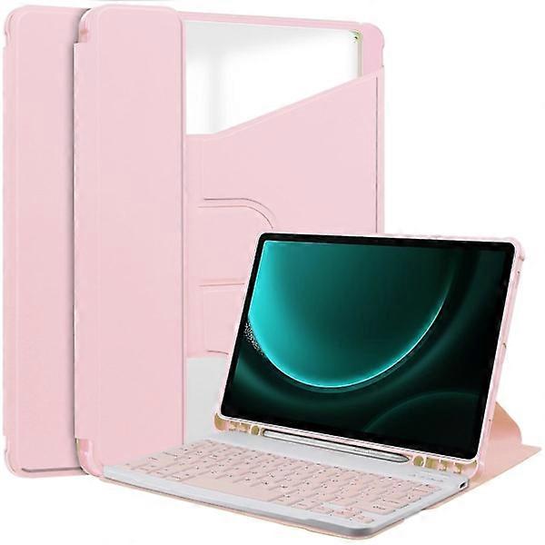 Case for compatible with Samsung Galaxy Tab S9 FE Plus, with Bluetooth keyboard and rotating tablet holder Pink