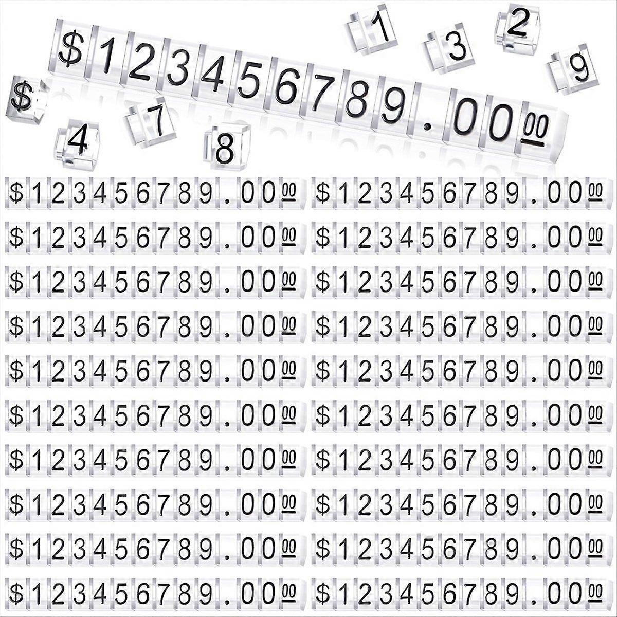 50 Sets Price Display Cube Number Letter Price Tag Cube Blocks Adjustable Dollar Display Stand Smal