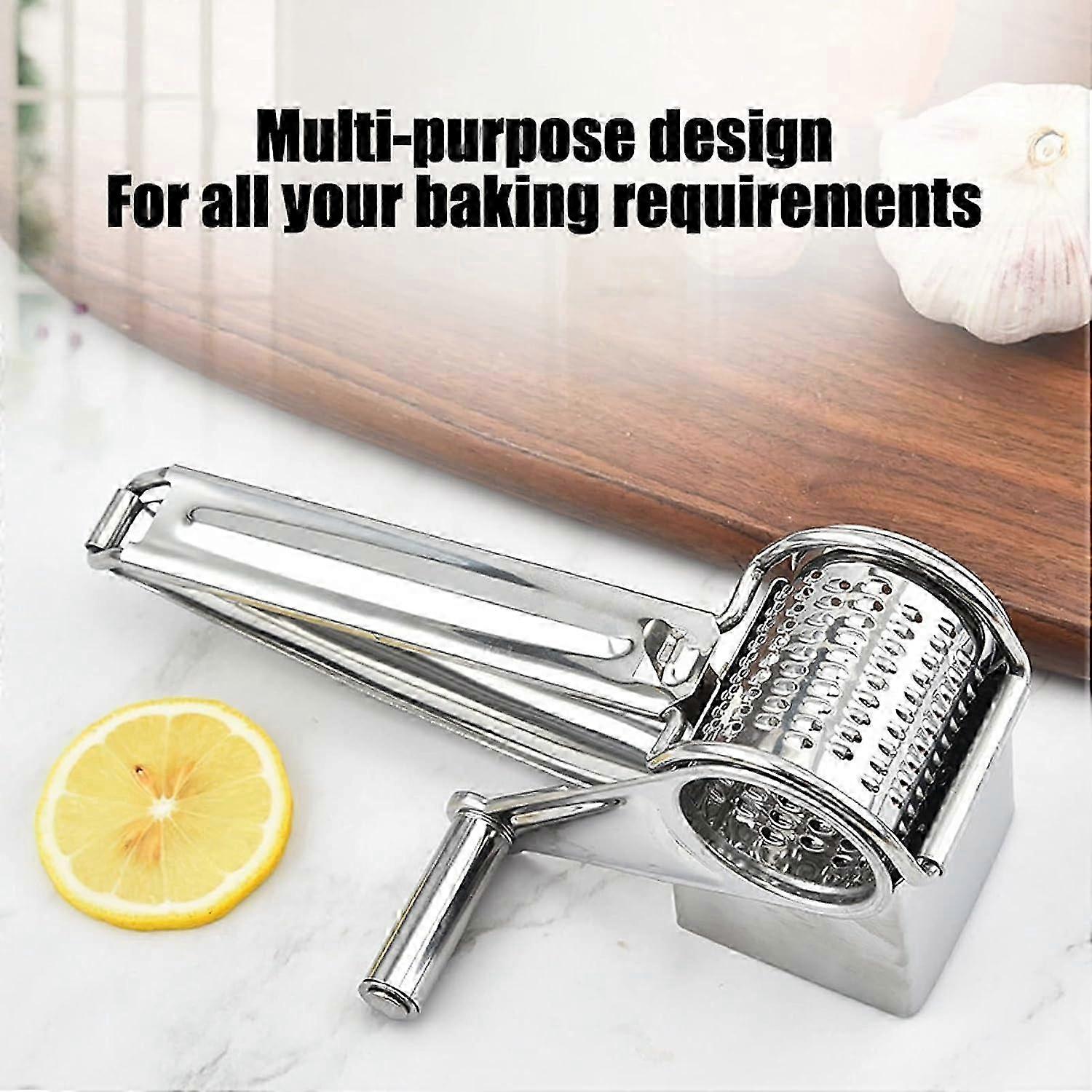 Handheld Rotating Cheese Grater with 4 Sharp Stainless Steel Drum Blades, Easy to Clean for Grating Butter Chocolate Nuts